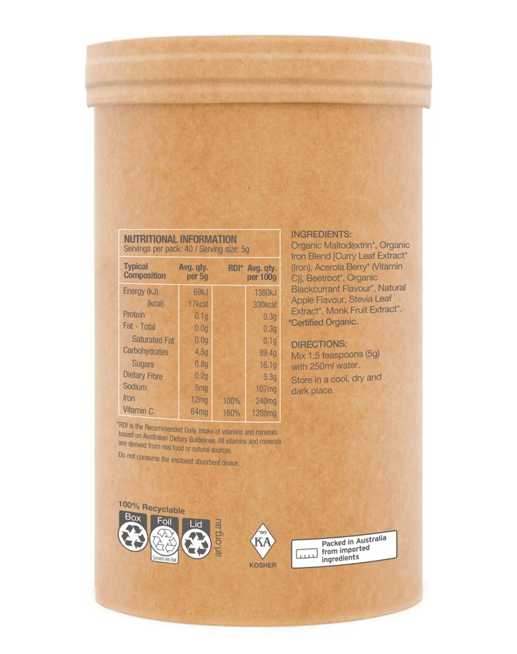 Amazonia Raw Real Food Nutrients Organic Iron Apple Blackcurrant - Image 5