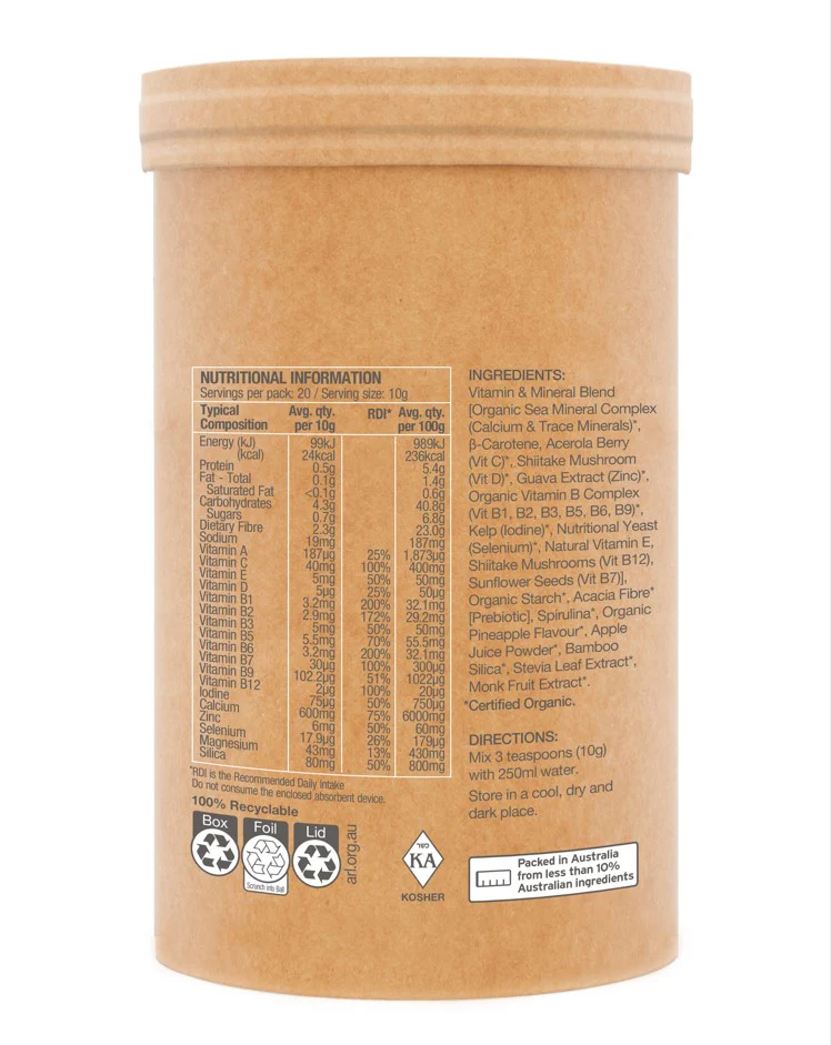 Amazonia Raw Real Food Nutrients Organic Multivitamin Pineapple - Image 5