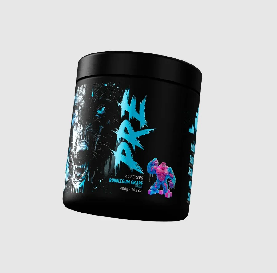 Black Wolf Nutrition PRE High Stimulant Pre Workout Bubblegum Grape 400g - Image 4